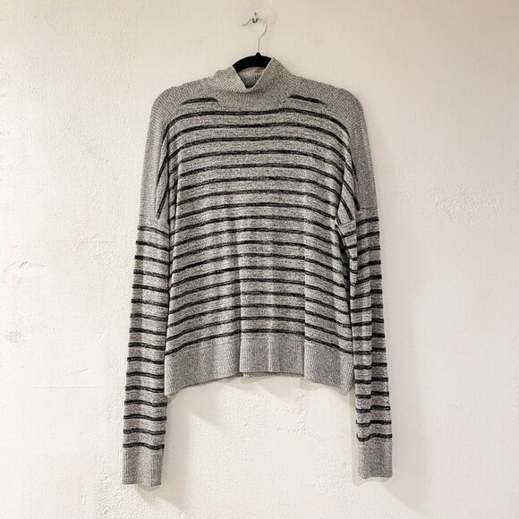 Rag & Bone Striped Avryl Turtleneck Sweater in Gray Black Small - Picture 2 of 7
